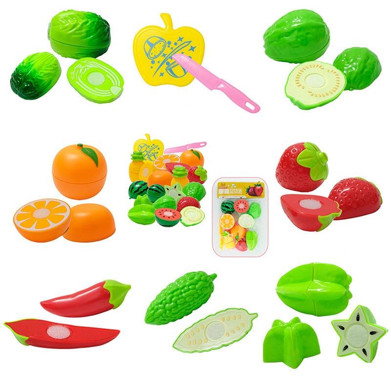 Vibrant Kid Pretend Role Play Kitchen Fruit Vegetable Food Toy Cutting Set Children Gift