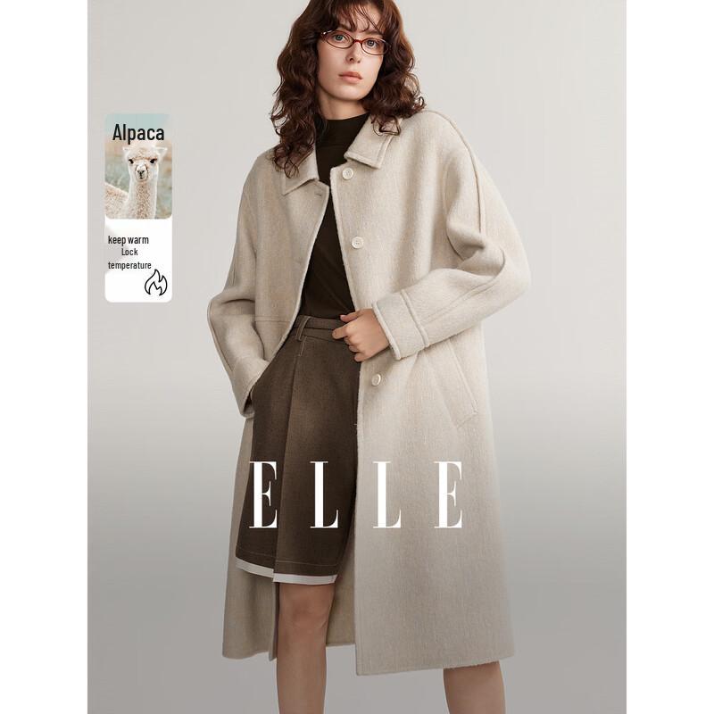 ELLE Women s Alpaca Wool Blend Double-Faced Winter Coat L