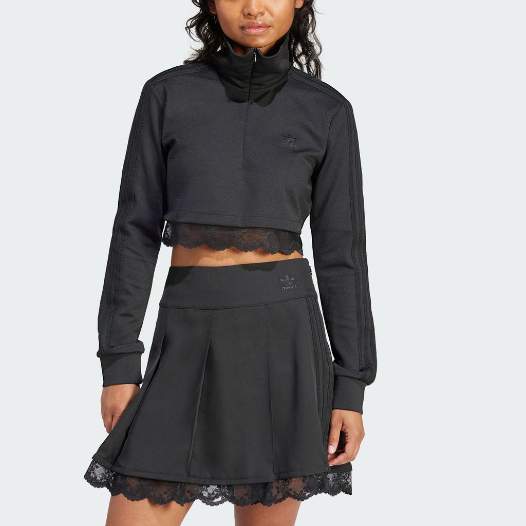 Adidas Originals Track Top With Lace Detail And Half-Zip Women Sweatshirt Black IY9023