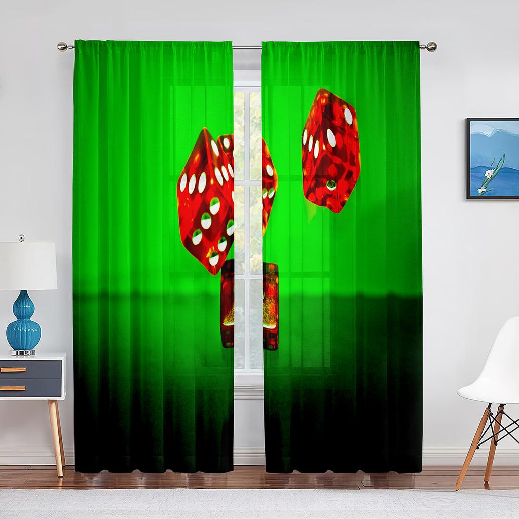 Weiße Würfel Tischspiele Graue Tüllvorhänge für Wohnzimmer Schlafzimmer Küchendekoration Moderne Transparente Voile-Vorhänge Fensterdekoration