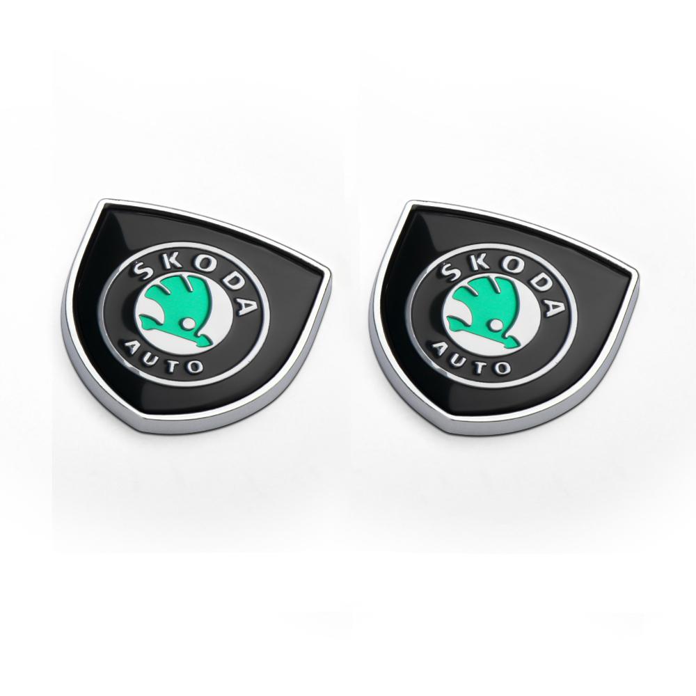 AAAAA1 1/2Pcs Car Accessories 3D Metal Shield Body Trunk Emblem Stickers For Skoda Octavia 5 7 Rapid Fabia A7 Superb KAMIQ Roomster VRS