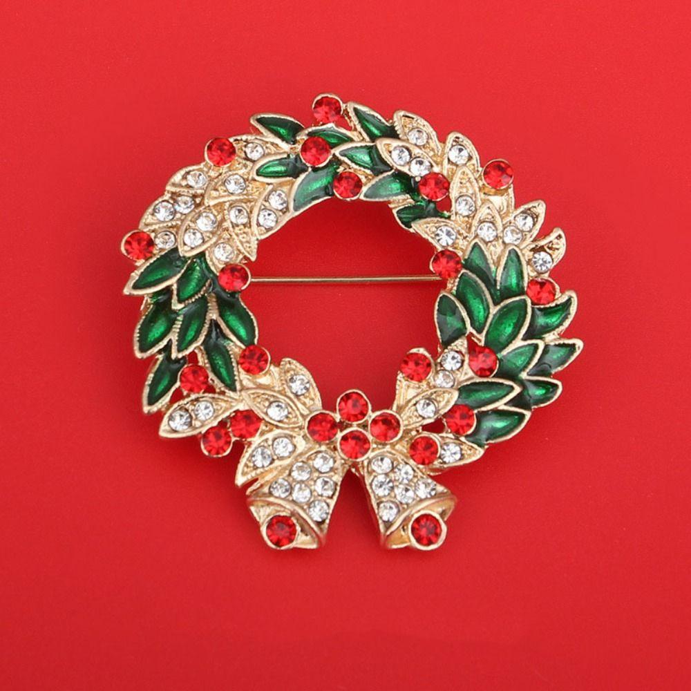 Korean Style Christmas Brooch Badge Christmas Tree Brooch Daily Enamel Rhinestone Brooches  Daily