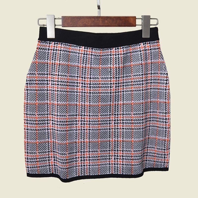 

Preppy Style Houndstooth High Waist A- line Skirt 2023 Spring Slim-Fit Bodycon Dress Retro Skirt Women Black L