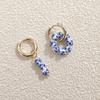 1 Pairs Chinese Style Imitation Blue And White Heart Ceramic Pendant Earrings Stainless Steel Ear Buckle Accessories