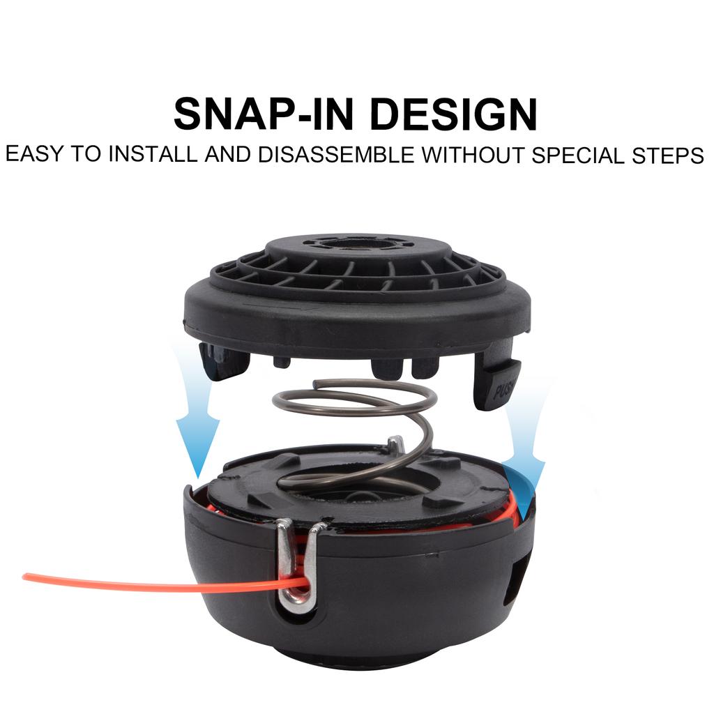 Double Thread Head M10 X 1.25mm Left Thread Head with 2.4mm X 15m Thread for Grass Trimmer Brush Cutter Replacement Thread Spool