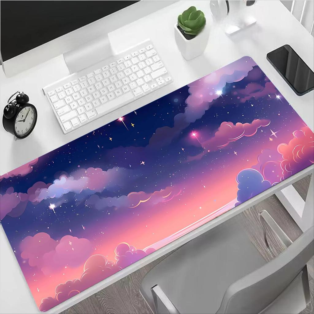Dreamy Starry Night Landscape Desk Mat Waterproof Nonslip Extended Mouse Pad
