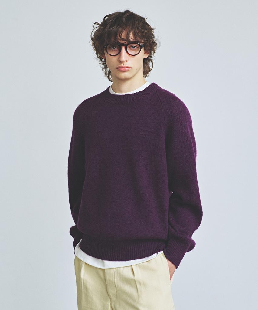 KNITTED Shaggy Dog 100% Wool Round Knit Purple