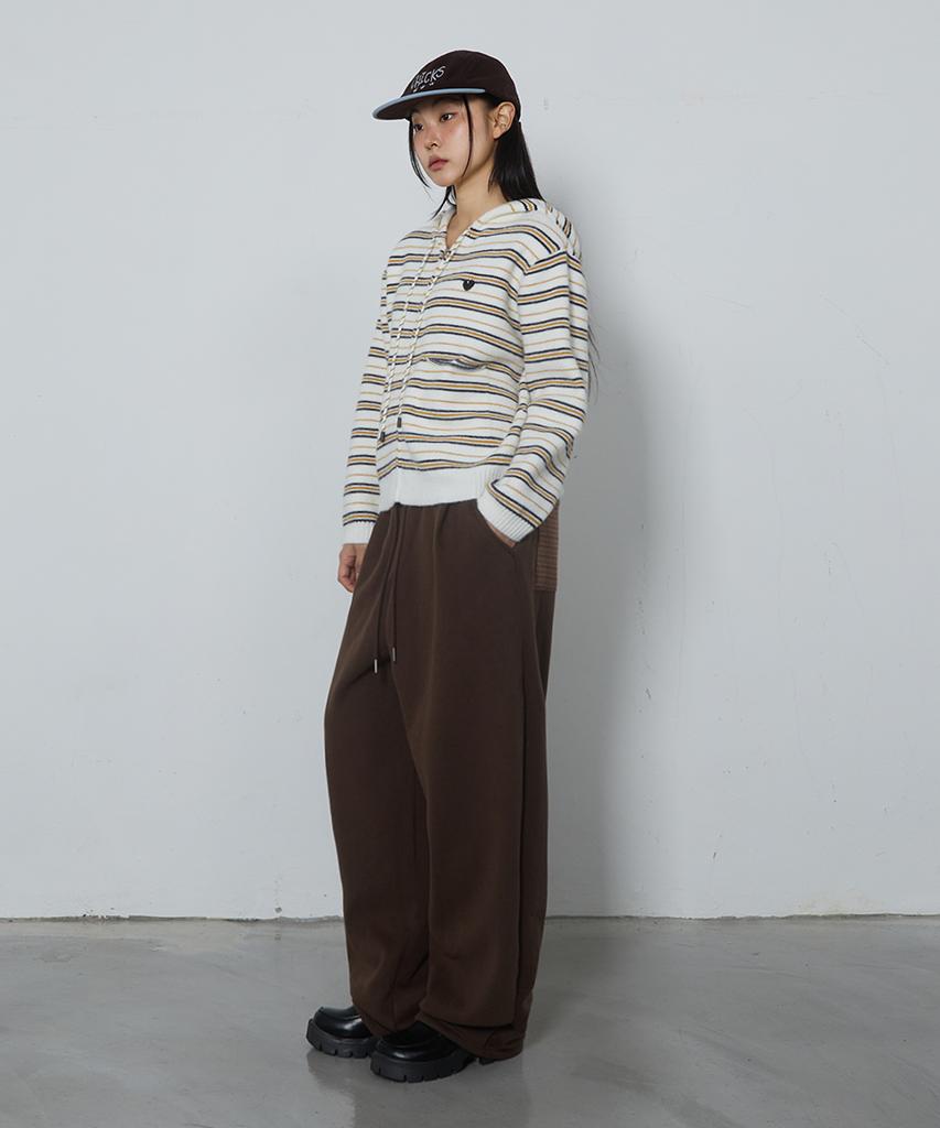 CHICKS Back Pocket Check Balloon Pants Brown