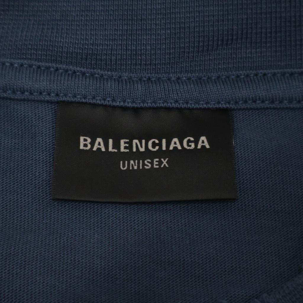 BALENCIAGA 739028 Navy 24 Year BB Logo Oversized T-Shirt tops 4 NavyUsed