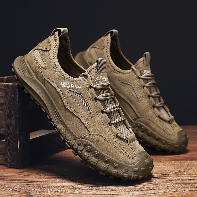 Men Leather Sneakers Lace-Up Stylish Outdoor Running Shoes Fashion Casual Tennis Shoes Lightweight Comfortable Male Sport Shoes