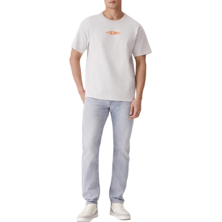 Levis Versatile Casual Loose Soft Comfortable Ribbed Round Neck Short Sleeve T-Shirt Unisex Tops 003N1-0002