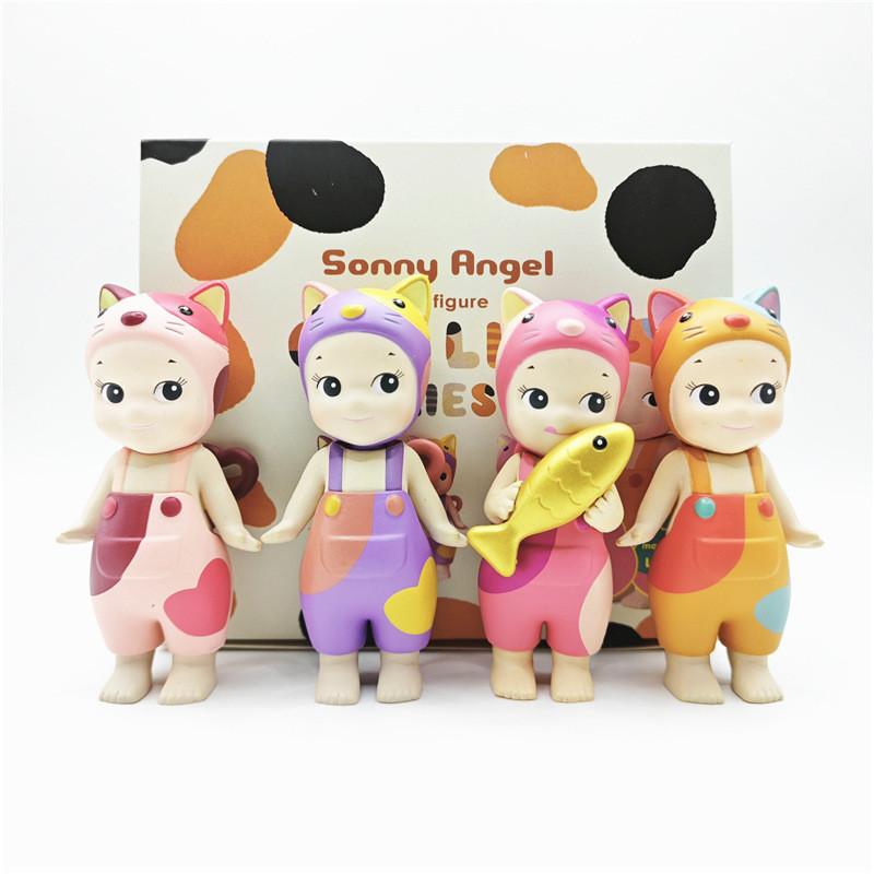 Angel Playful Cat Figurine Set With Goldfish Pvc Blind Box Toys For Creative Decoration Ideas