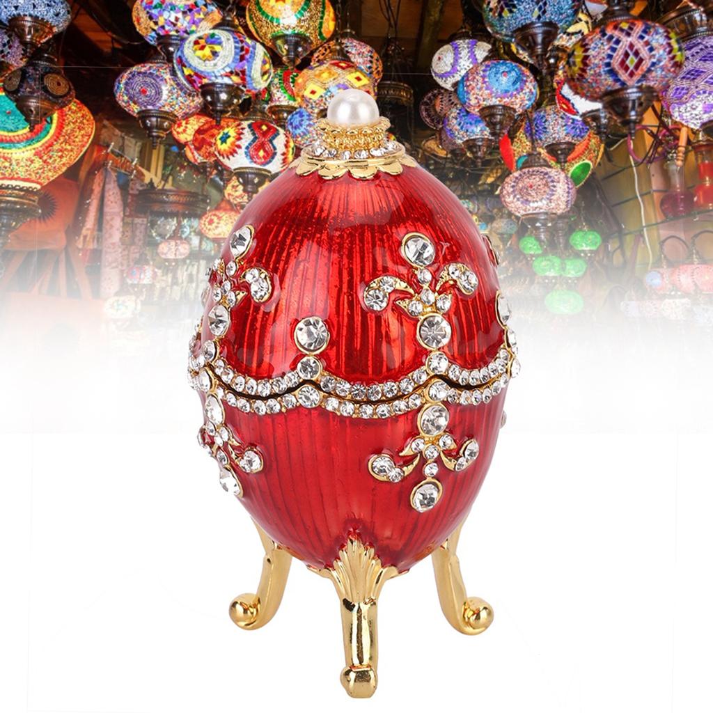 Shiny Diamonds Easter Egg Metal Crafts Home Desktop Decor Jewelry Box Gifts