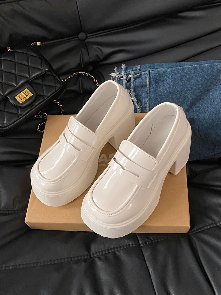 High Heel Platform Small Leather Shoes Women's Wedge Heel Heightening Shoes Summer Single Shoes