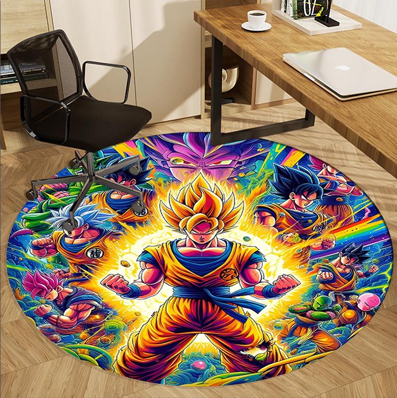 DRAGON BALL Desenli Yuvarlak Halı, İç/Dış Mekan Paspası, Piknik, Oyun Odası, Yatak Odası, Ofis, Oturma Odası, Ev Dekorasyonu Halısı, Doğum Günü Hediyesi