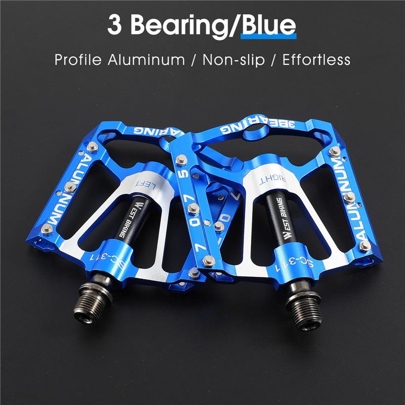 

WEST BIKING Professional Grade Bicycle Pedals 280g Lightweight CNC Aluminum 3 Perrin Molybdenum Steel Bearing Widen Bike Parts синій