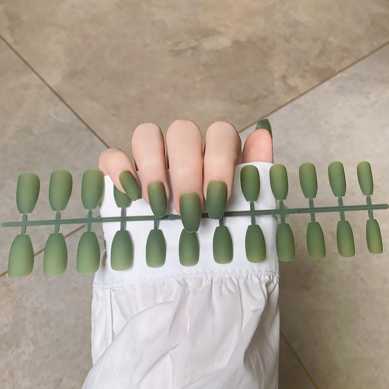 24pcs/set DIY Quick Nails Matte Frosted Long T Solid Color False Nails Multi-color Strips Finished Wear Manicure