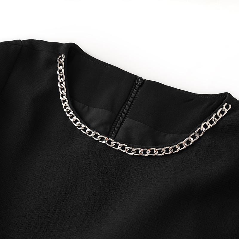 French Design Black Mid-Length Socialite Cape Dress for Women