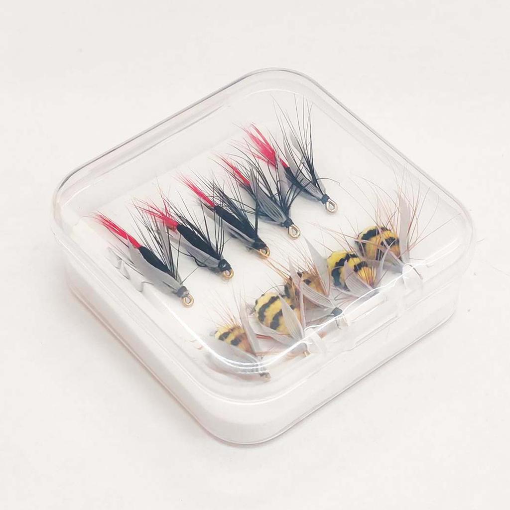 Artificial Tussock Red Tail Moth Bait & Bumble Bee Dry Fly Bait -Mixed Styles Artificial Fishing For Trout/Bass/Salmon/Perch/Carp Bait -6/10Pcs/Box