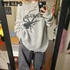 WTEMPO Spider Printed Harajuku Grey Sweater Women Gothic Vintage Ripped Grunge Y2K Jumper Streetwear Korean Casual Hiphop Pullover