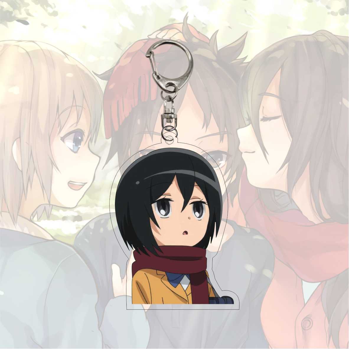 Attack on Titan Keychain 5 5CM Acrylic Anime Keyring Mikasa Levi Eren Cosplay Accessory