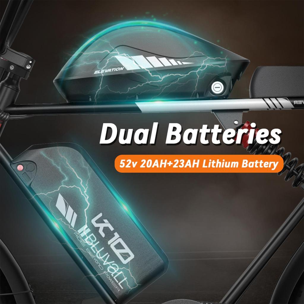 Bluvall K10 Elektrofahrrad Spitze 3000W Doppelmotor 52V 43Ah Doppelbatterie 20 Zoll Dicke Reifen Vollfederung E-Bike für Erwachsene
