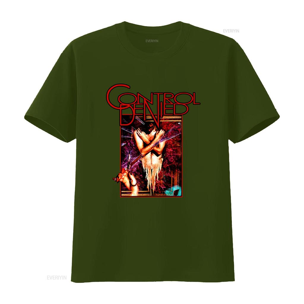 Control Denied Cut Down T Shirt Rock Band Inspired Design Unique Art Print For Metal Fans Vintage Unisex Casual Stylish