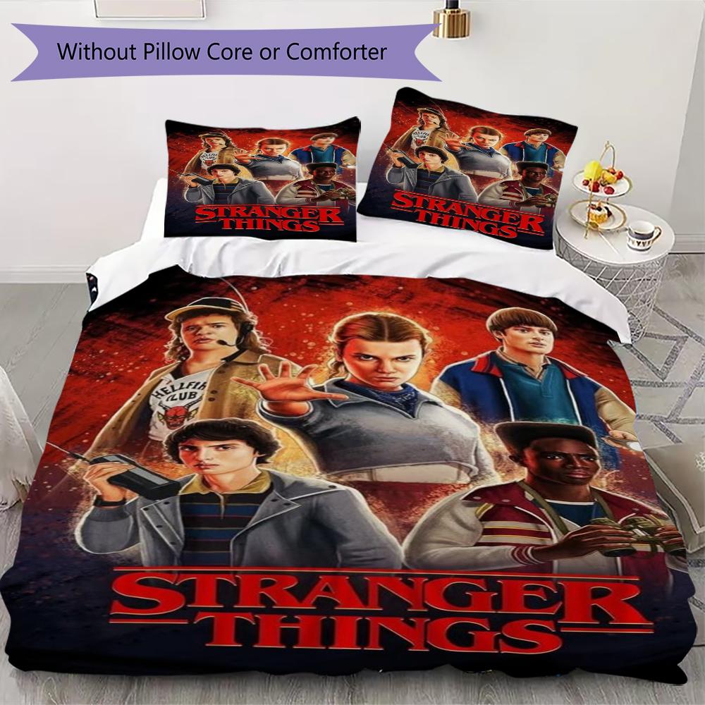 

stranger things Pattern Bedding uilt Set uilt Cover Pillowcase Home Decoration Birthday Gift (1 * duvet cover + 2 * pillowcase without core)88 135x200cm