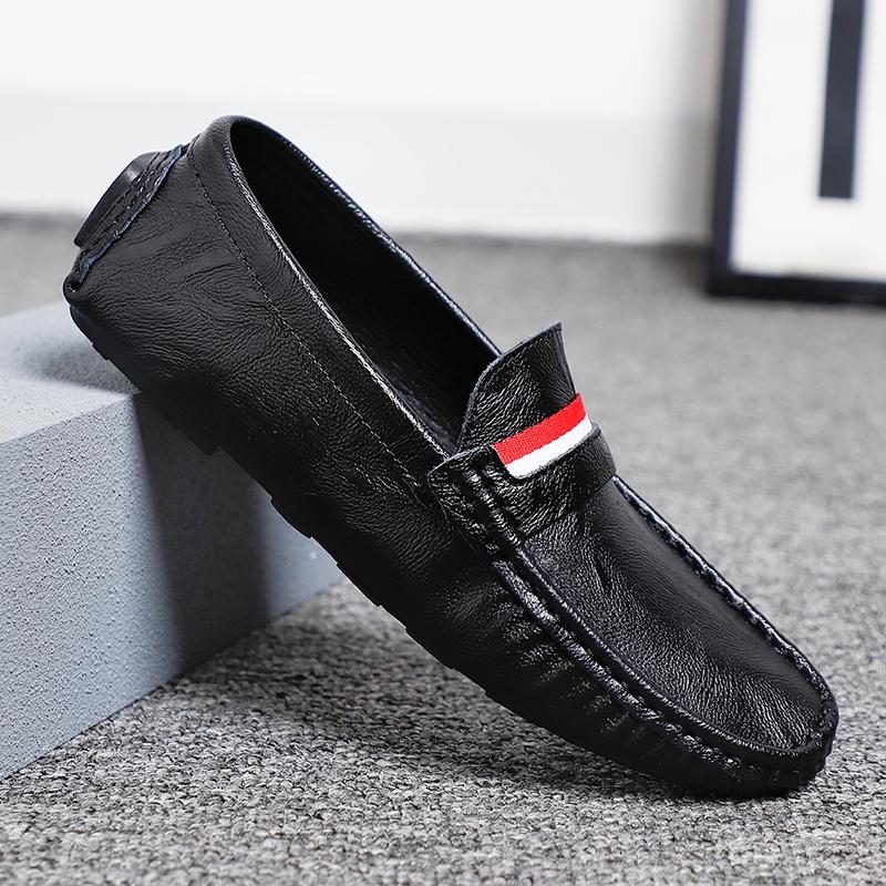 Fashion Fashion Men Leather Bean Shoes Flats Casual Loafers Large Size 38-47 Korean Style Outdoor Non-slip Leather Driving Shoes Shoes
