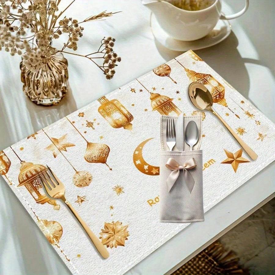 1 ks Bavlněná a lněná podložka na stůl, Kuchyňská dekorace, Károvaný potisk, Žáruvzdorná a voděodolná podložka pod nádobí