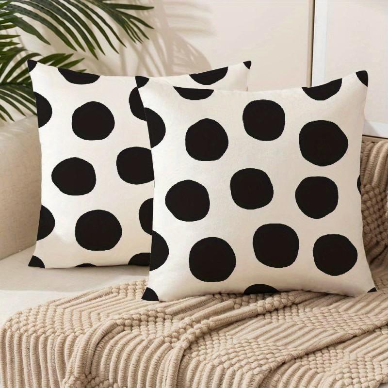 2PCS Black And White Polka Dot Pattern Cushion Covers Sofa Living Room Home Decor Short Plush Fabric with Zipper Pillowcases 9790₽