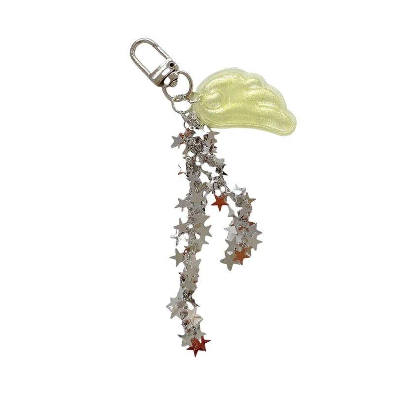 Elegant Y2K Inspired Keychain Pendant Accessory Combining Stars Angel Wing Ideal For Bags Keys Or Gift Giving
