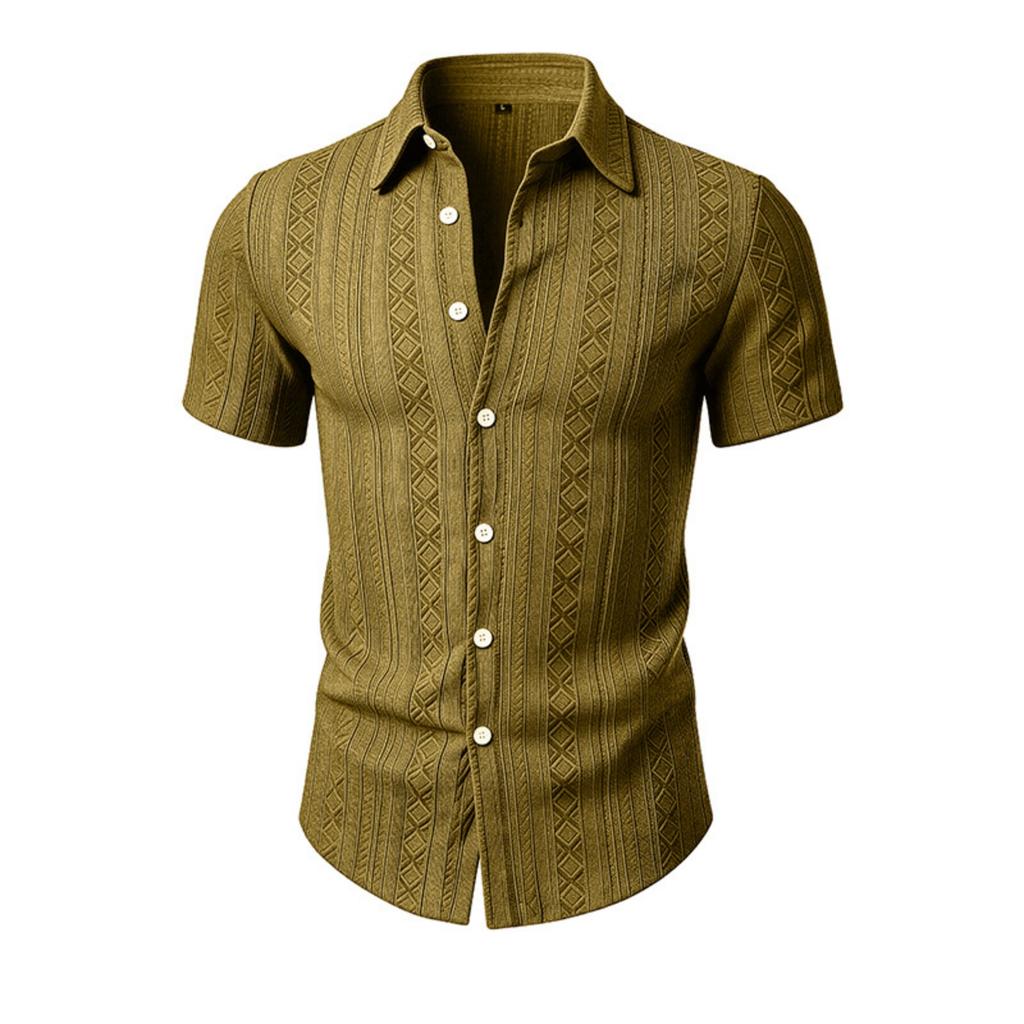 Men's Casual Stylish Textured Short-sleeved Shirt - Men's Loose-fitting Casual Lightweight Breathable Beach And Vacation Top