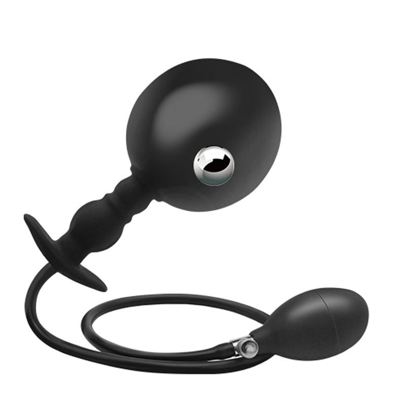 Inflatable Anal Plug with Steel Ball Anal Pull Ball Masturbator Adult Sex Toys Silicone Tail Plug Slave