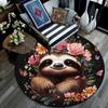 Sloth Round Area Rug,Carpet Rug for Living Room Bedroom Sofa Playroom Decor,Non-slip Floor Mat