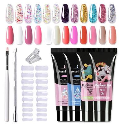 Poly Nagelgel Set Allt för snabbförlängning Nagelmanikyrset Gel Nagelbandsskjutare Fingerförlängning Nagelverktygssats