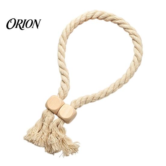 Reusable Magnetic Tiebacks 1Pc Boho Curtain Tieback, Twisted Rope Wooden Bead Quick Secure Ties Holders, Decorative Drapery Holdbacks for Bedroom