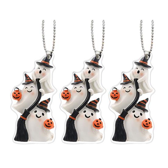 2/3/5/8/10Pcs Halloween Keychain Pendant 2D Spooky Ghost Pumpkin Design Acrylic Halloween Decoration Keychain Pendant