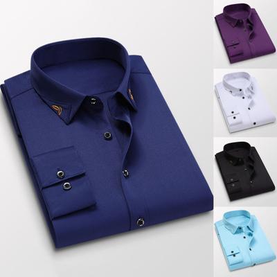 Erkek Gömlek Düz Renk Tek Düğmeli Formal Slim Fit Sonbahar Gömleği Günlük Giyim İçin