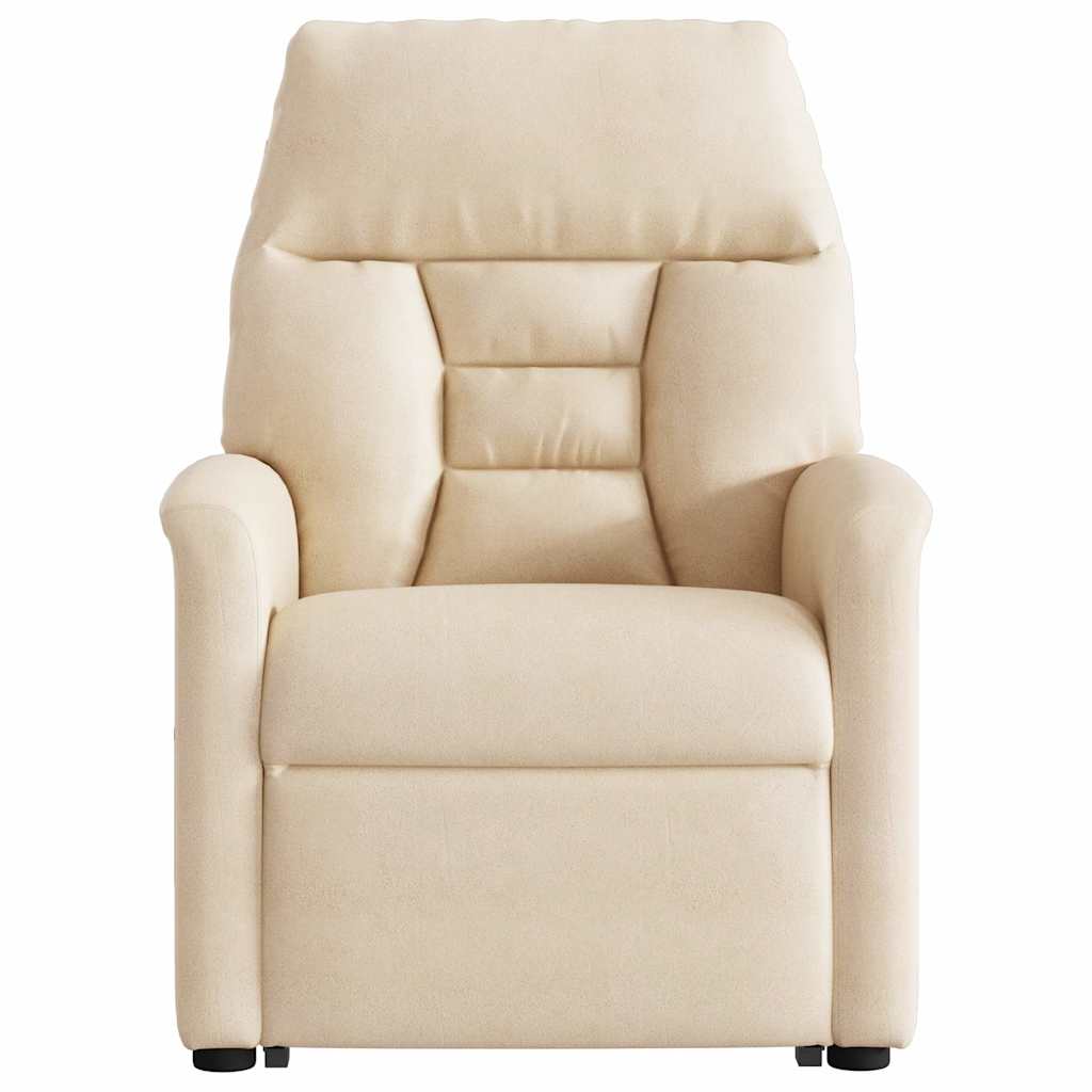 Recliner Chair with Lift Function Beige Microfiber Fabric