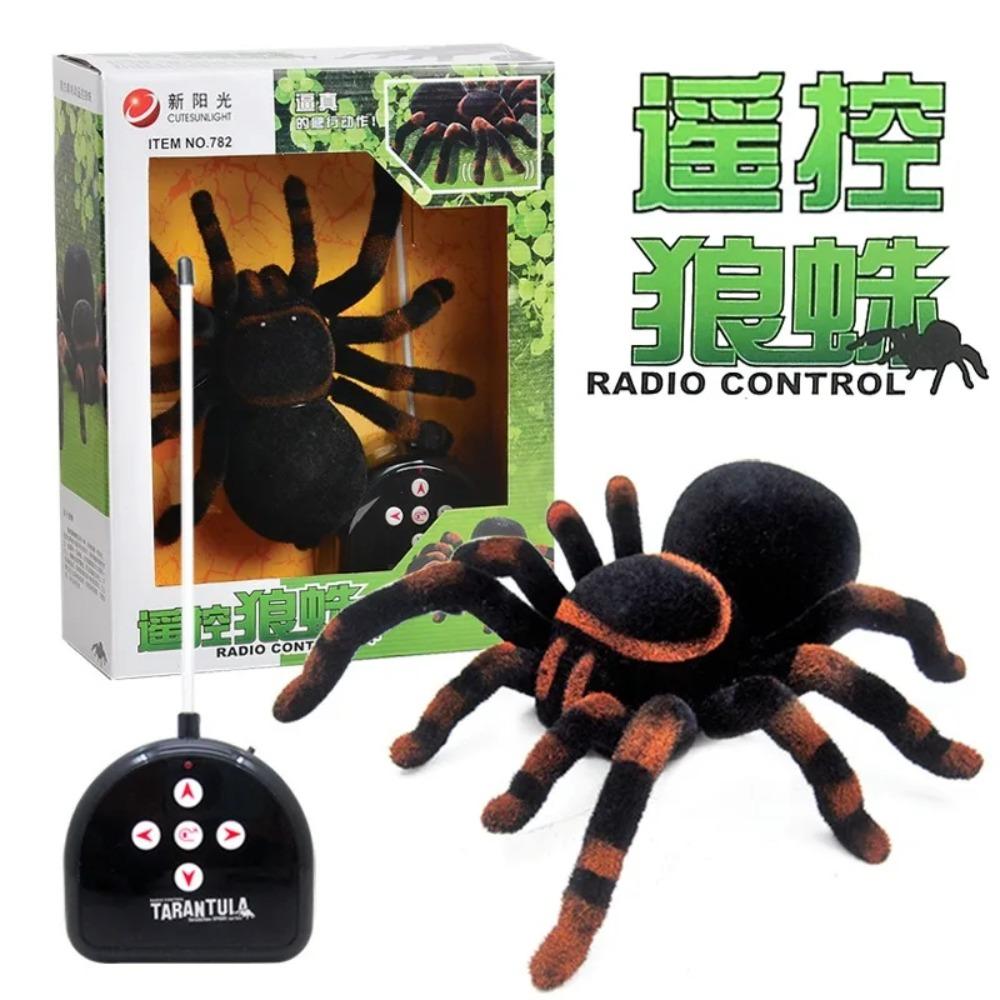 Electronic Remote Control Tarantula Realistic Crawling Spider with Glowing Eyes 4CH Smart RC Prank Toy for Halloween Scary Gift