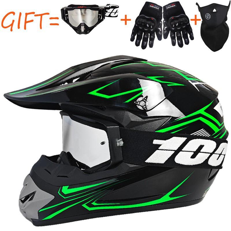 Equipped With 100% Goggles + Gloves Mask Off-road Helmet Mountain Biking Downhill Youth Go-kart
