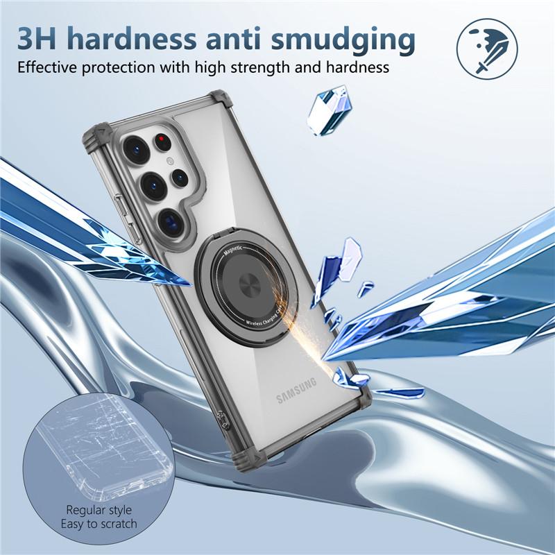 Drehbare magnetische Magsafe Halterung Hülle Für Samsung Galaxy S26 Ultra S26 Plus S26 Ring Ständer Halter Transparente Schutzhülle
