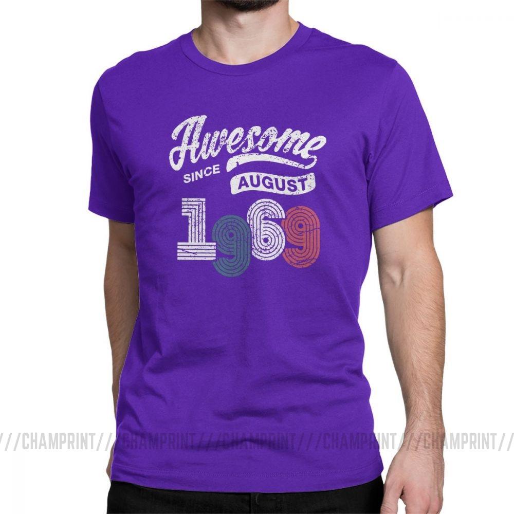 Awesome Since August 1969 T Shirt Vintage 50 Years Old 50Th Birthday Present Men S Cotton