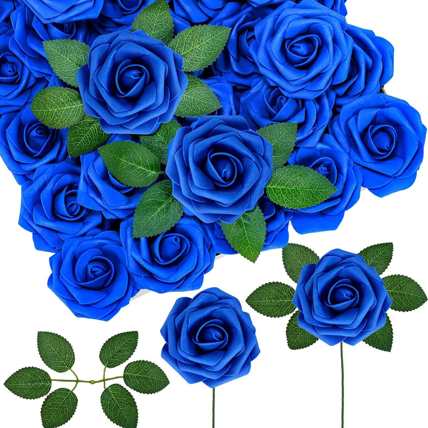 

Роза из ПЭ-пены с листом Искусственные цветы Фестиваль Свадьба Свадебный букет DIY Подарочная коробка Венок Декор для дома, улицы, сада, стола 50 pcs