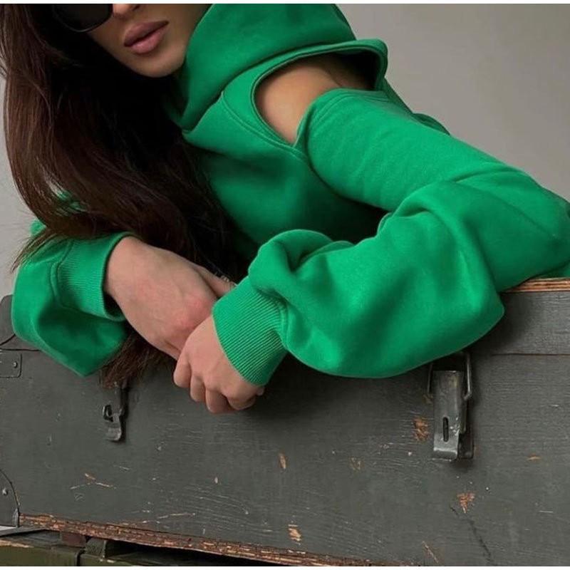

Clothes Women s Fashion Suit All-match Long-sleeved Velvet Sweater Sports Women 2XL зелений