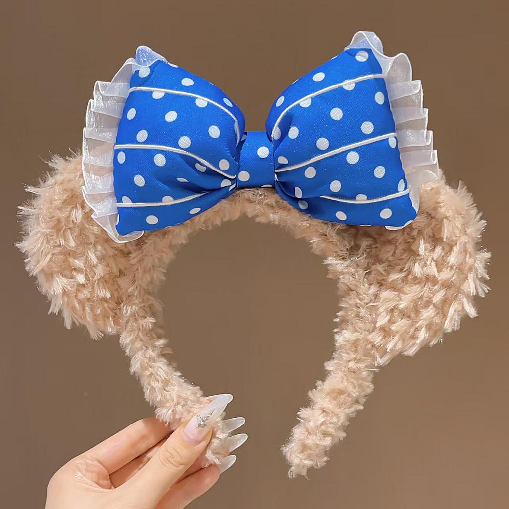 Cute Cartoon Plush Headband & Hair Clip for Face Washing and Masks - Fun Hair Accessory for Kids & Women