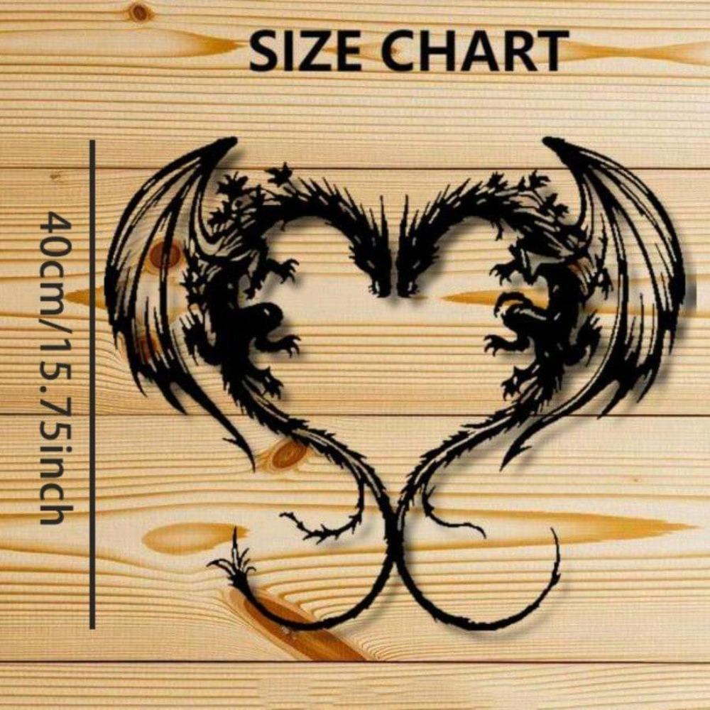 Metal Wall Art Gothic Heart Dragon Wings Fantasy Decor Gift