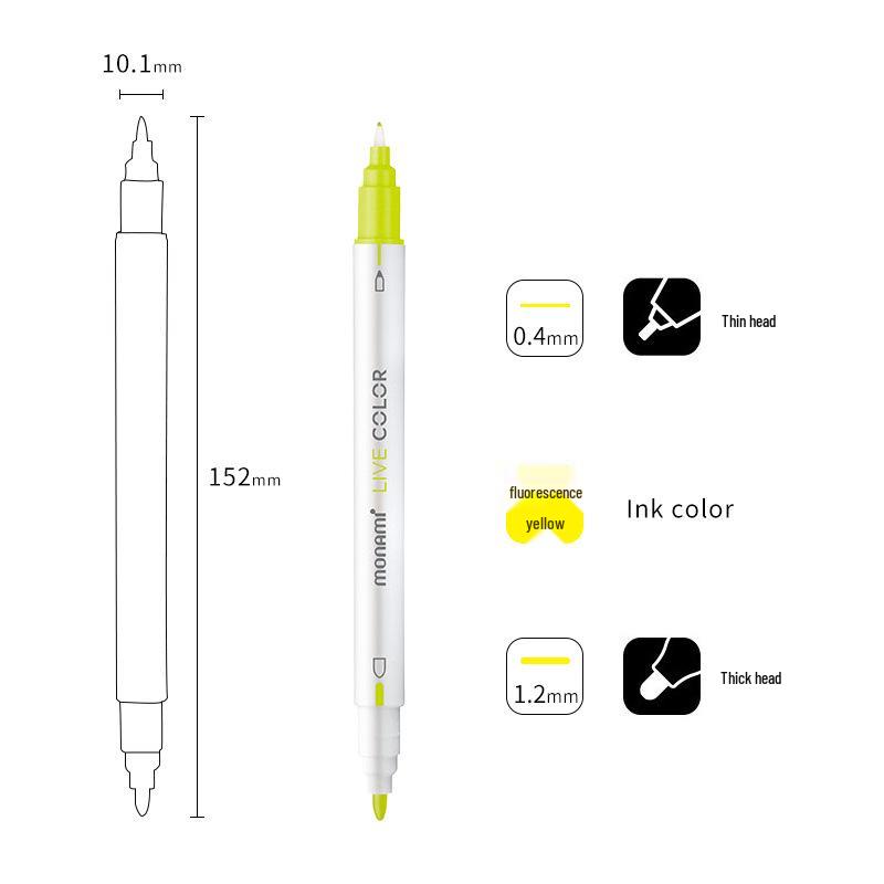 Monami Double-Ended Fiber Tip Liner Pen, 39 Colors for Drawing and Outlining