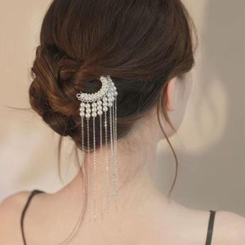 

Alloy Pearl Tassel U-shaped Hairpin Parts Hairdressing Headwear Practical Ancient Style Hairpin
